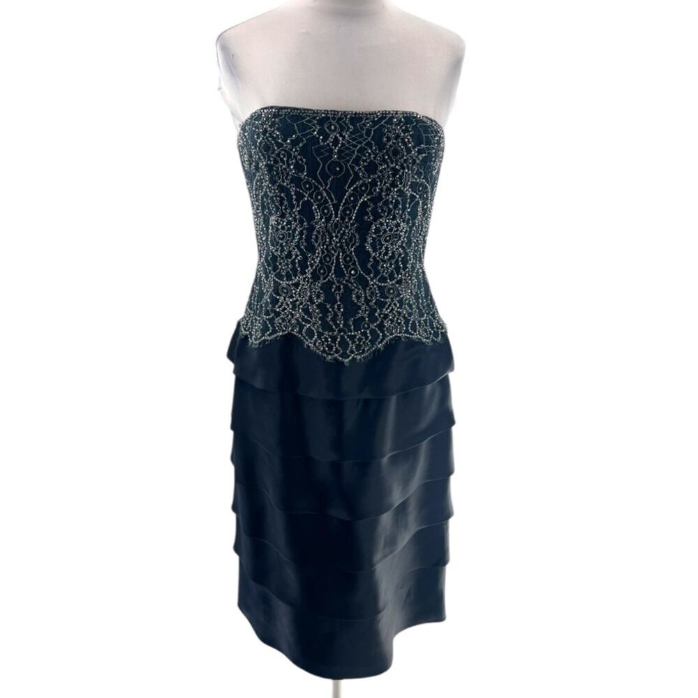 Teri Jon Ricki Freeman beaded silk ruffle dress sz 6